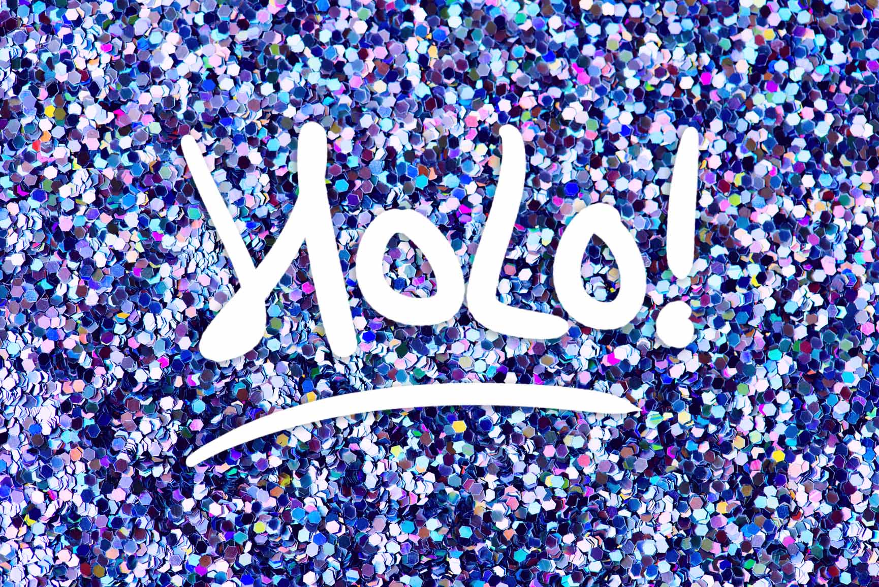 Scritta YOLO su glitter blu, 1730x1155 HD, PC Desktop