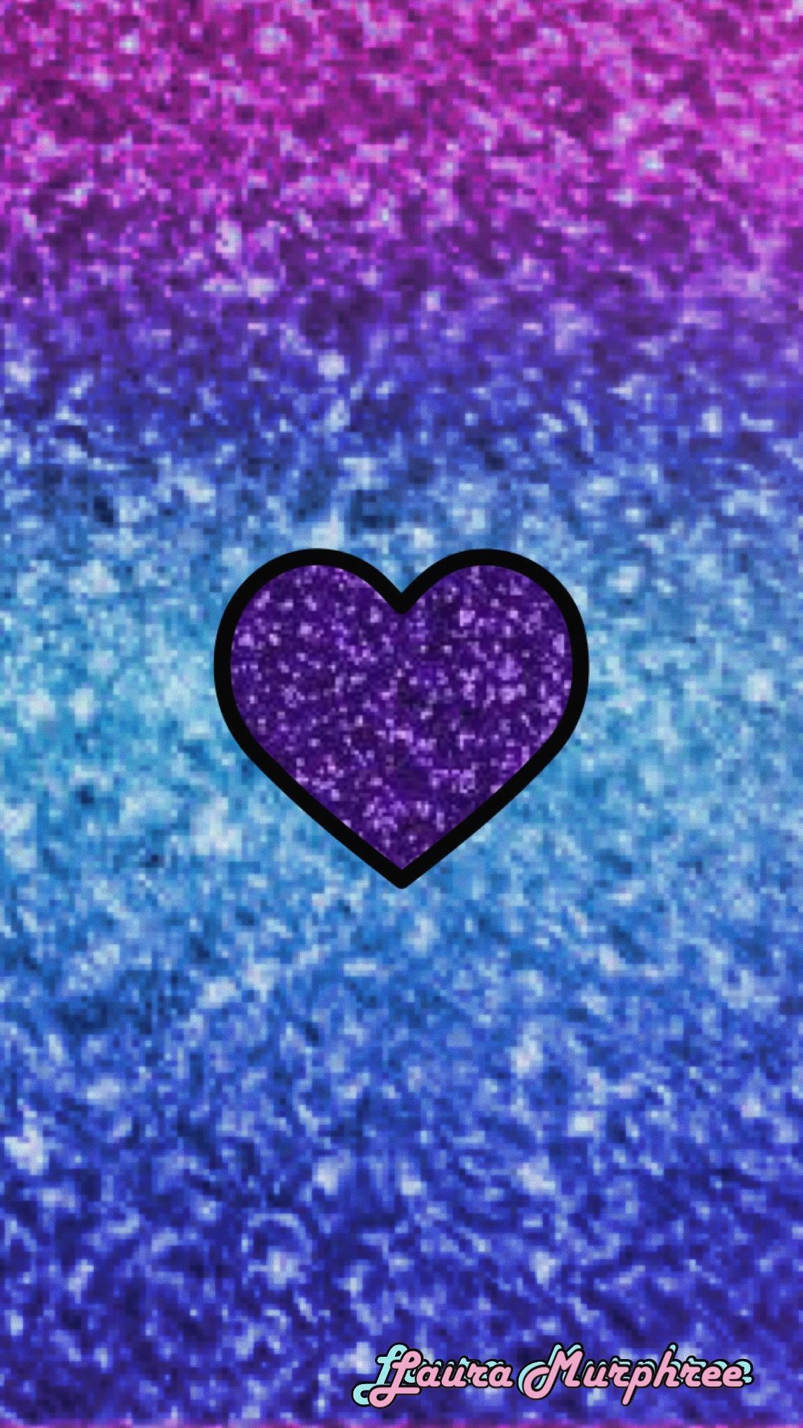 Cuore viola glitterato sfondo blu-rosa, 1152x2048 Full HD Verticale, iPhone