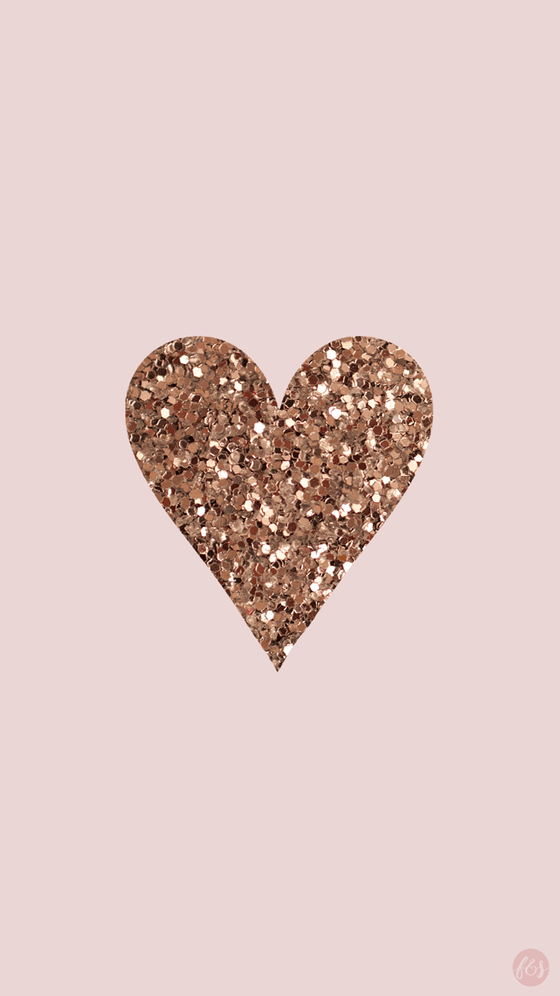 Cuore glitter oro rosa, 800x1422 Verticale, iPhone Plus