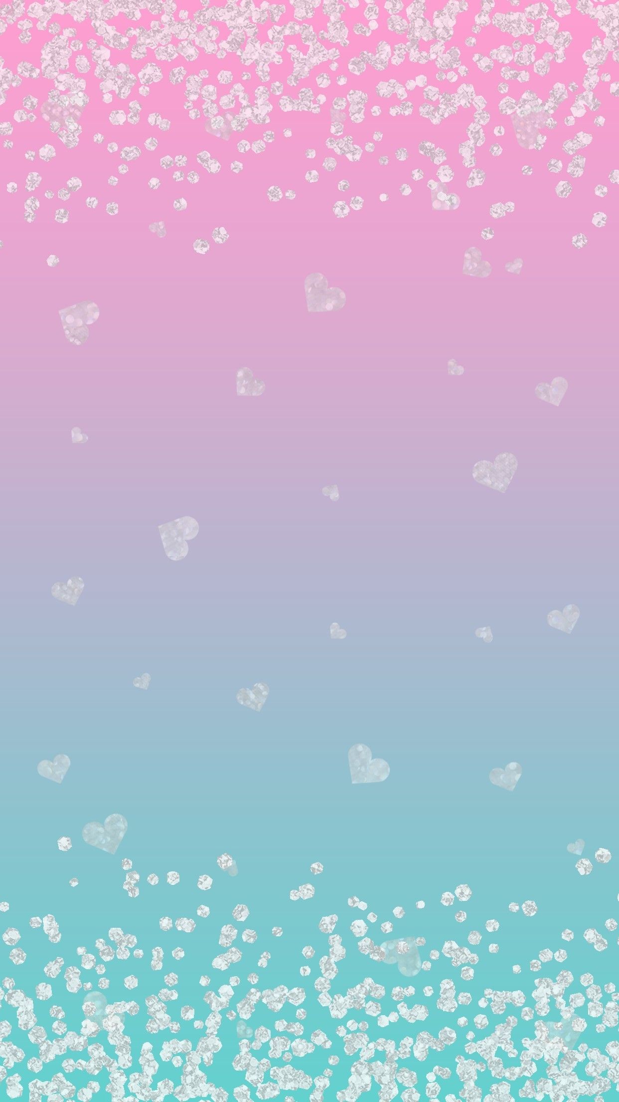 Cuori glitter rosa e blu, 1242x2208 Full HD Verticale, iPhone