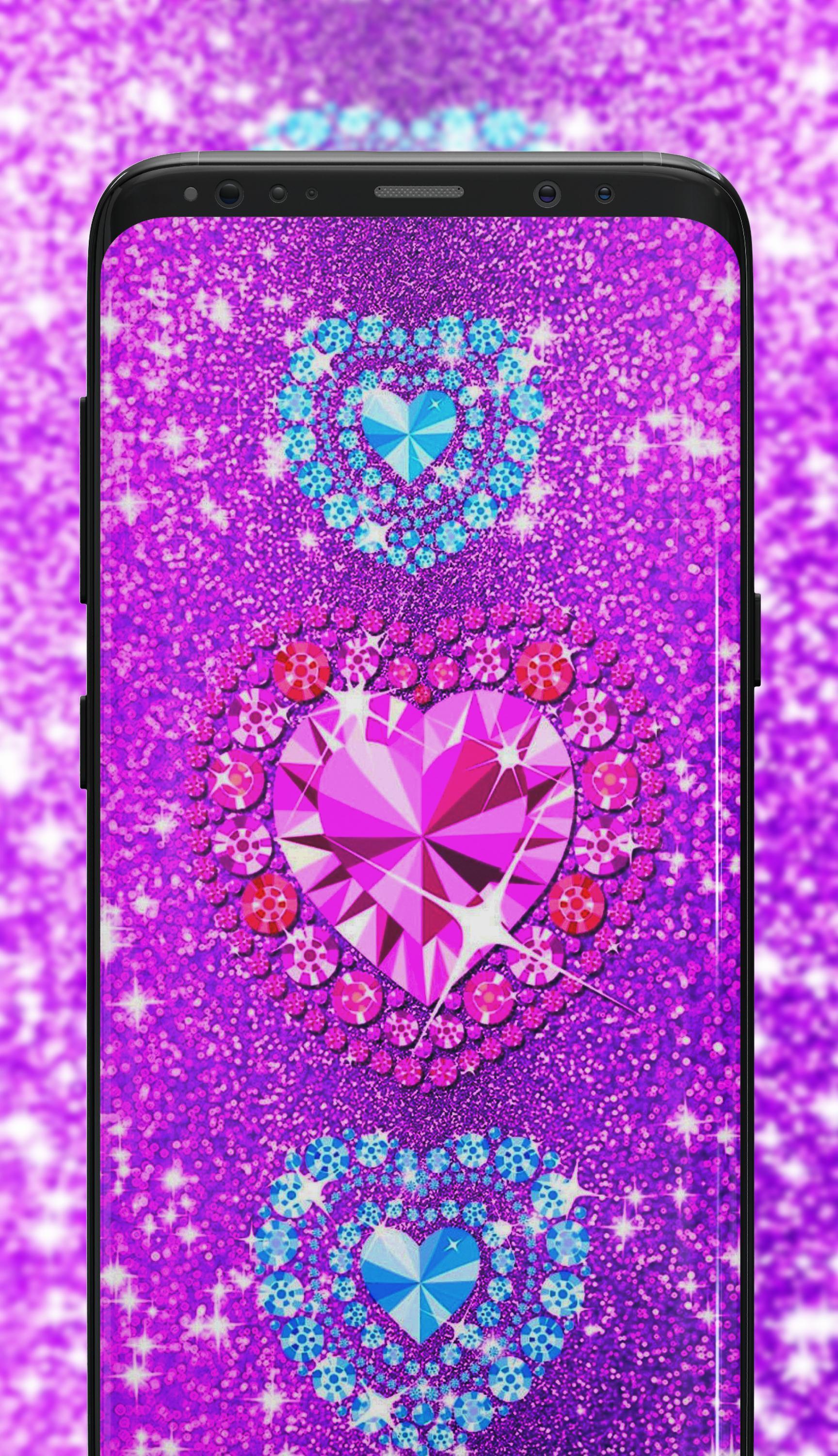 Cuori glitter viola gemme, 1728x3000 Verticale, Telefono