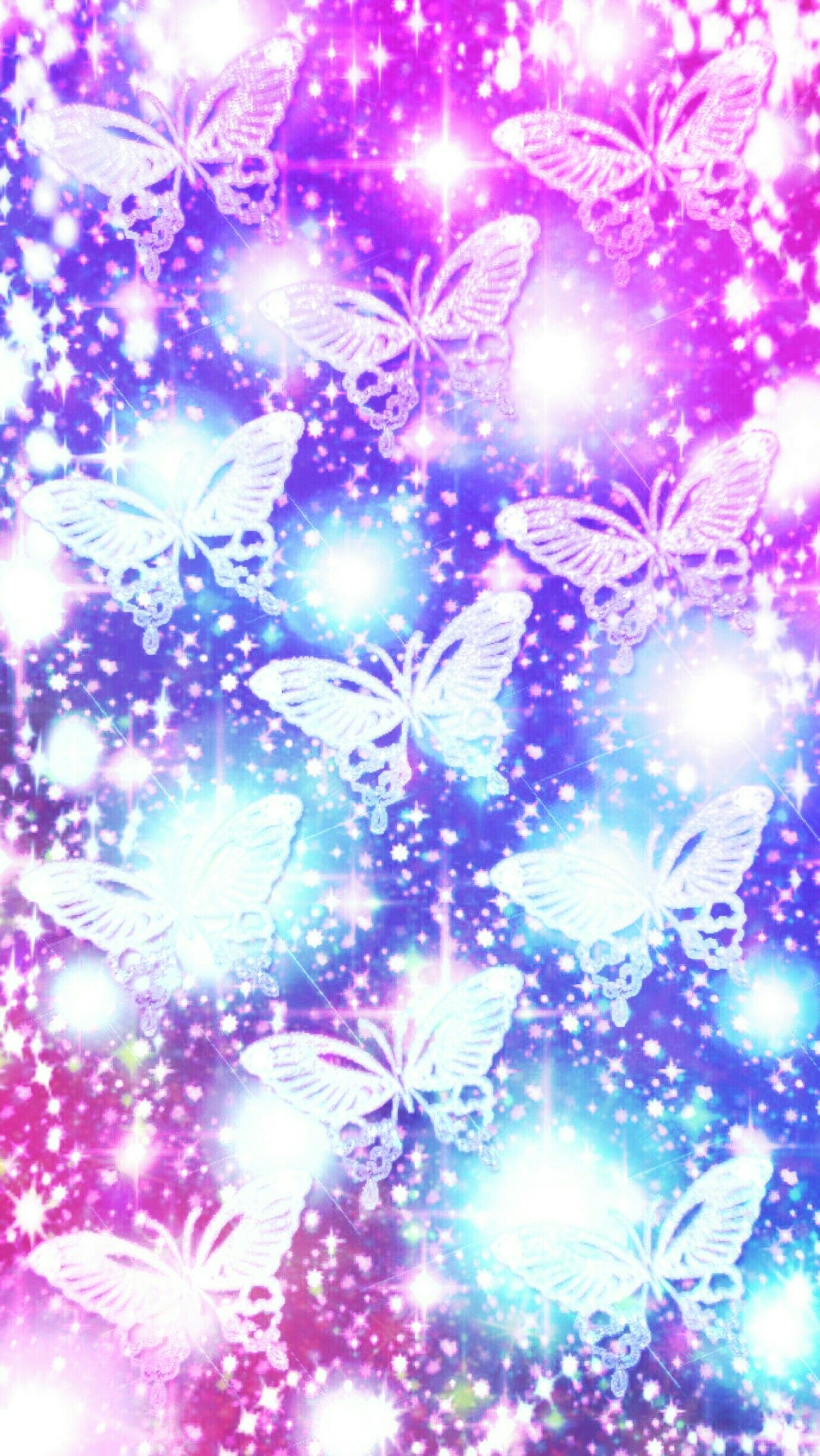 Farfalle glitter viola e blu, 1380x2450 Verticale, Telefono