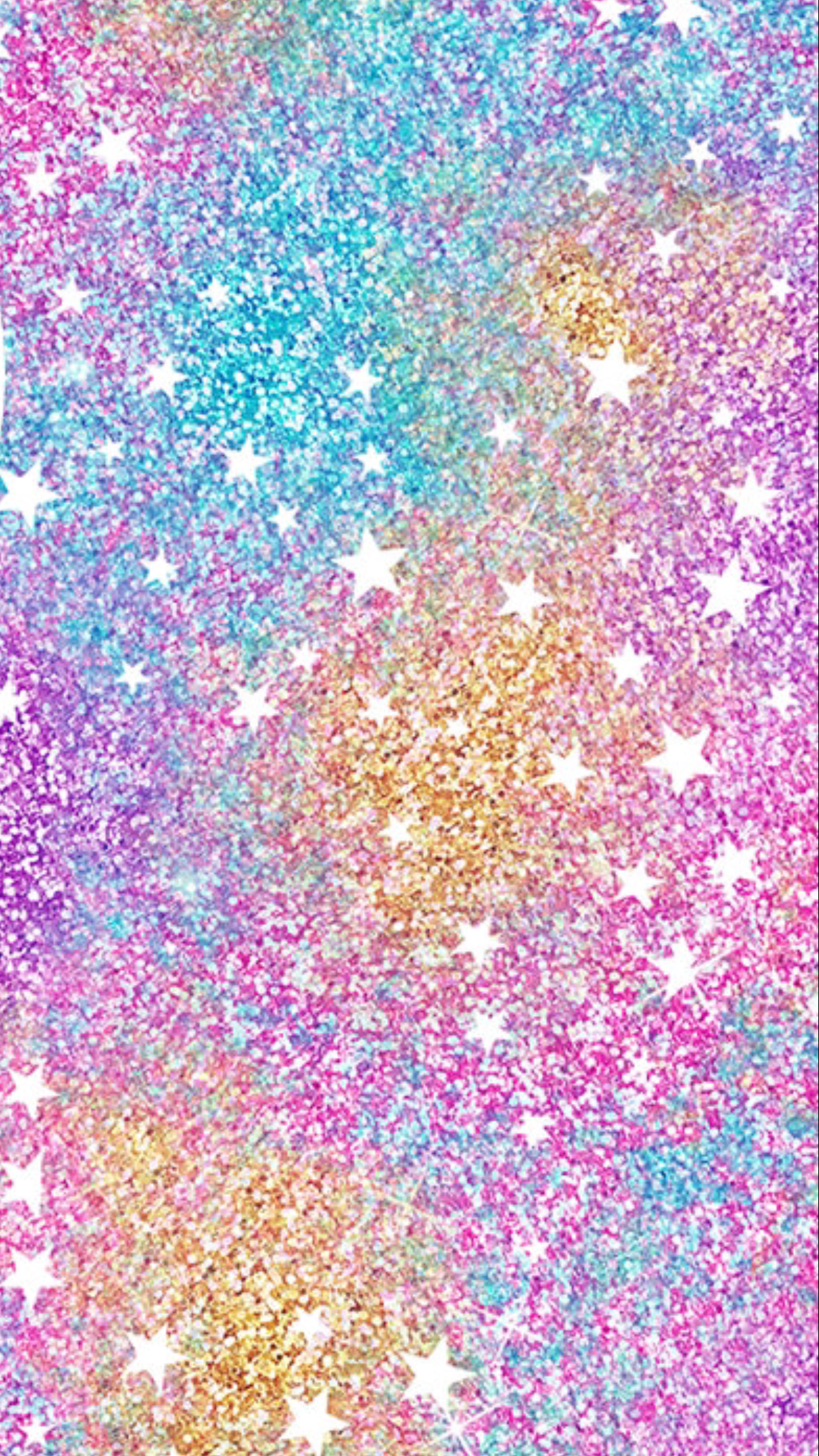 Glitter arcobaleno con stelle, 1242x2208 Verticale, Telefono