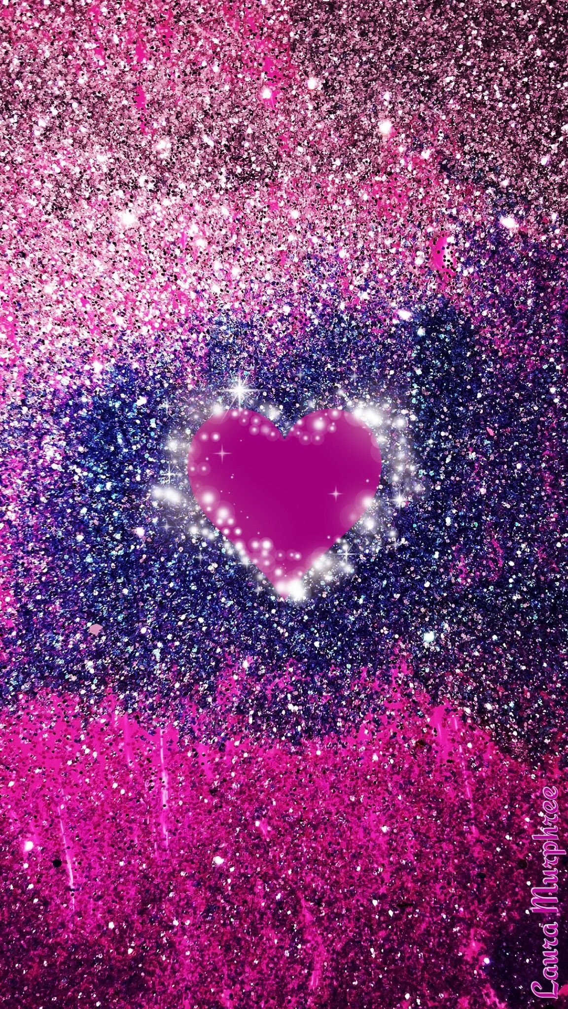 Cuore glitter rosa e blu, 1152x2048 Verticale, Telefono