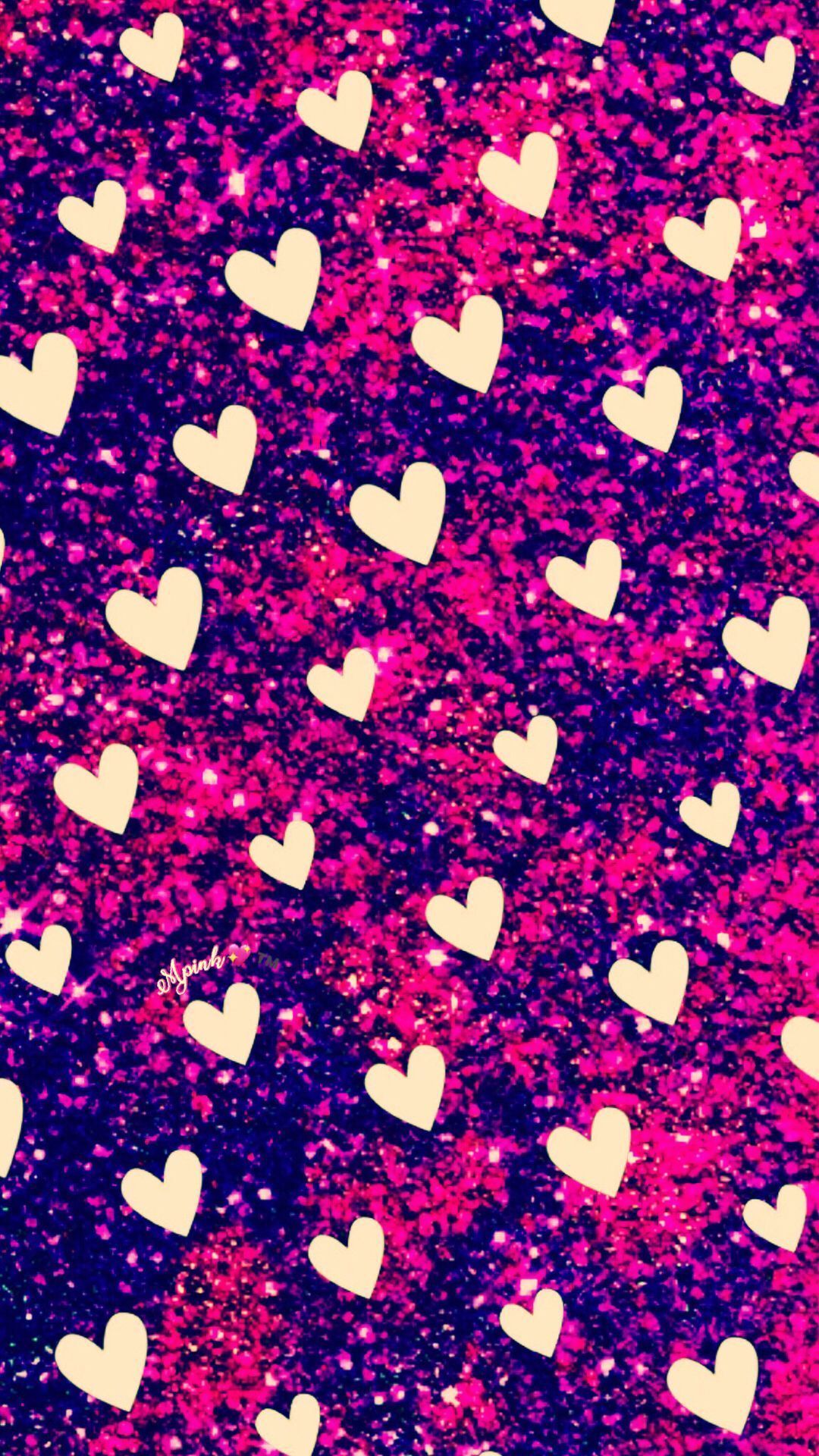 Glitter rosa e blu con cuori, 1080x1920 Full HD Verticale, iPhone
