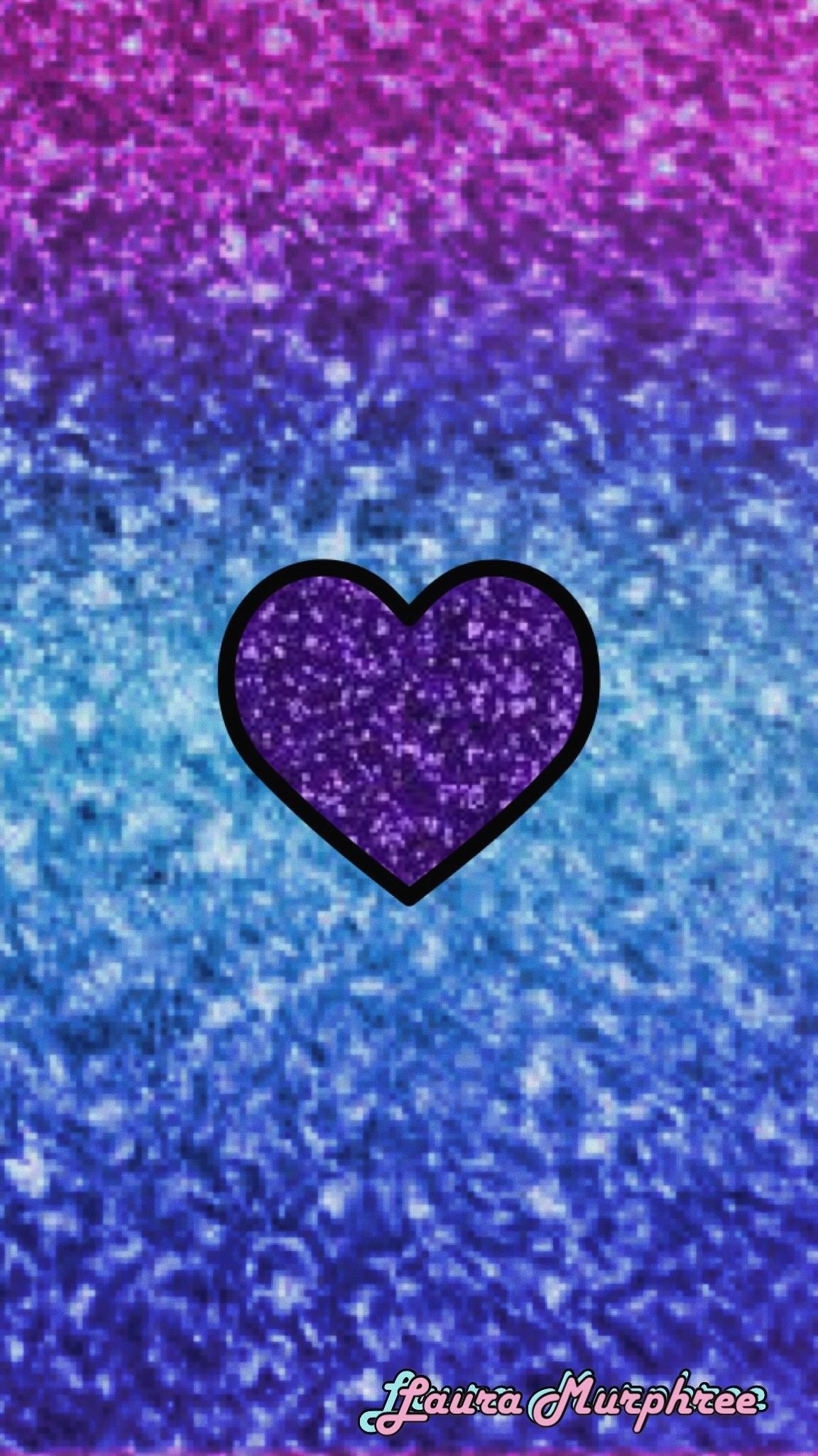 Cuore glitter viola su sfondo brillantinato, 1152x2048 Verticale, OnePlus