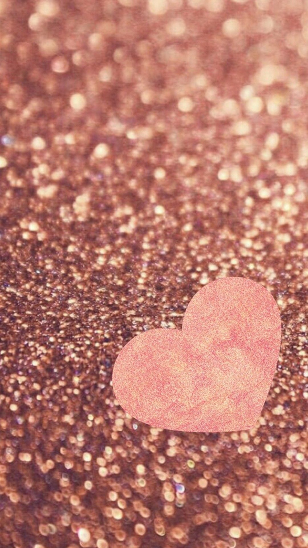 Cuore rosa su glitter oro rosa, 1080x1920 Verticale, Telefono