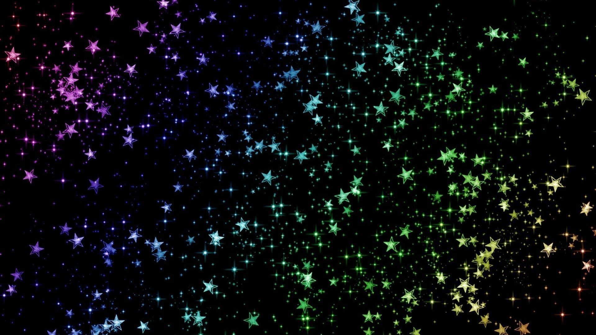 Stelle glitter multicolore su nero, 1920x1080 1080p, Desktop