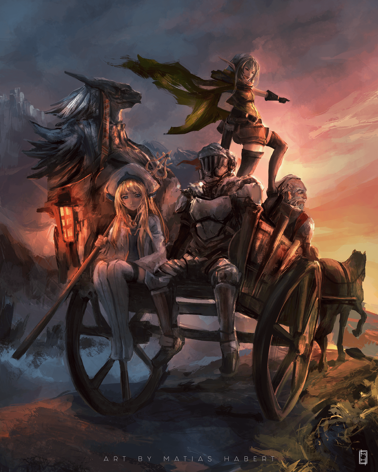 Goblin Slayer gruppo su carro, 1280x1600 Verticale, Telefono