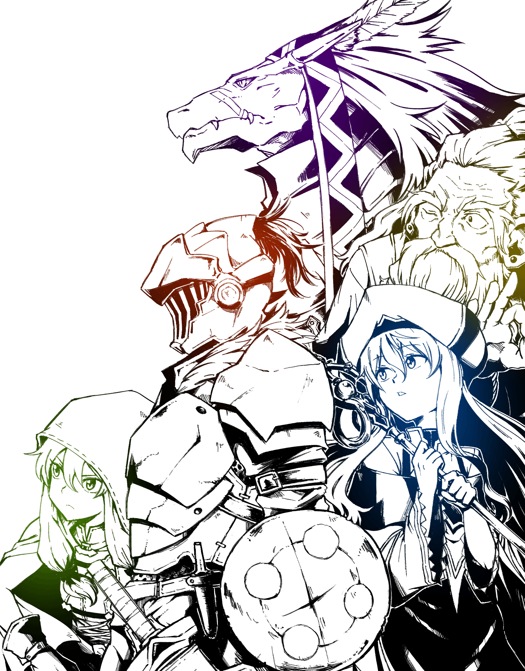 Goblin Slayer personaggi lineart, 1800x2300 Verticale, Telefono