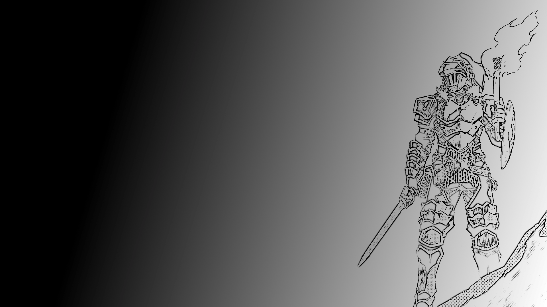 Goblin Slayer schizzo bianco nero, 1920x1080 Full HD, PC Desktop