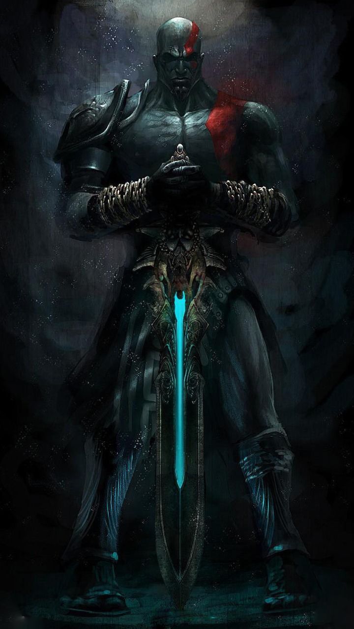 Kratos con spada blu, 720x1280 Verticale, Telefono