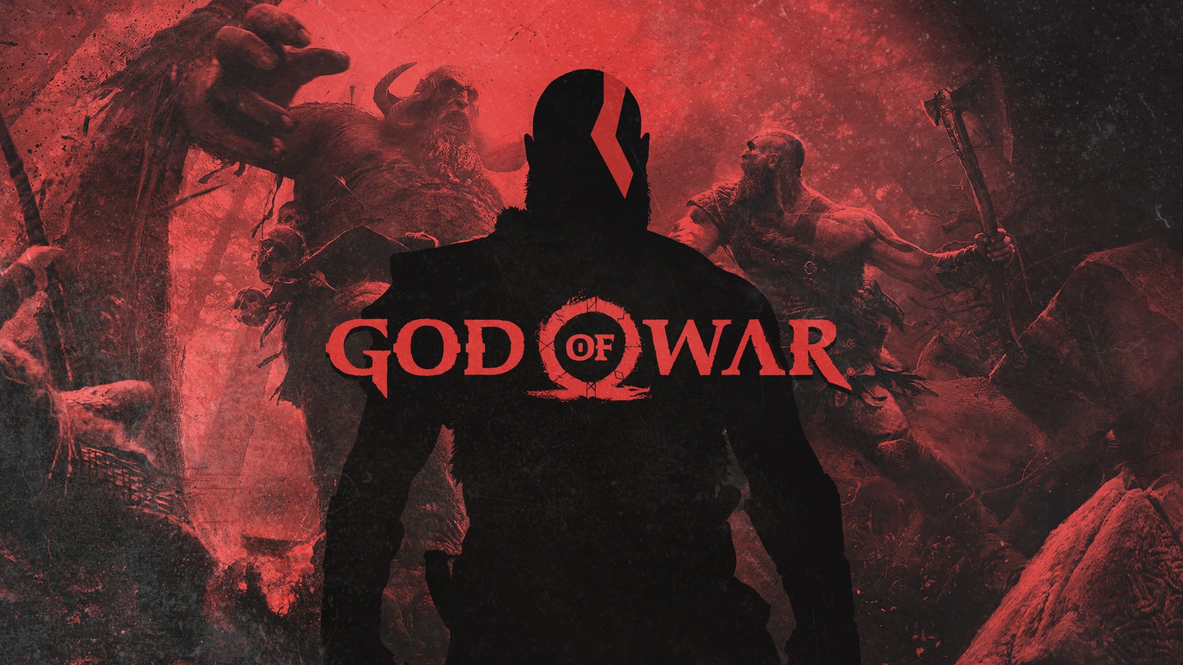 Kratos God of War rosso, 3840x2160 4K, Desktop 4K