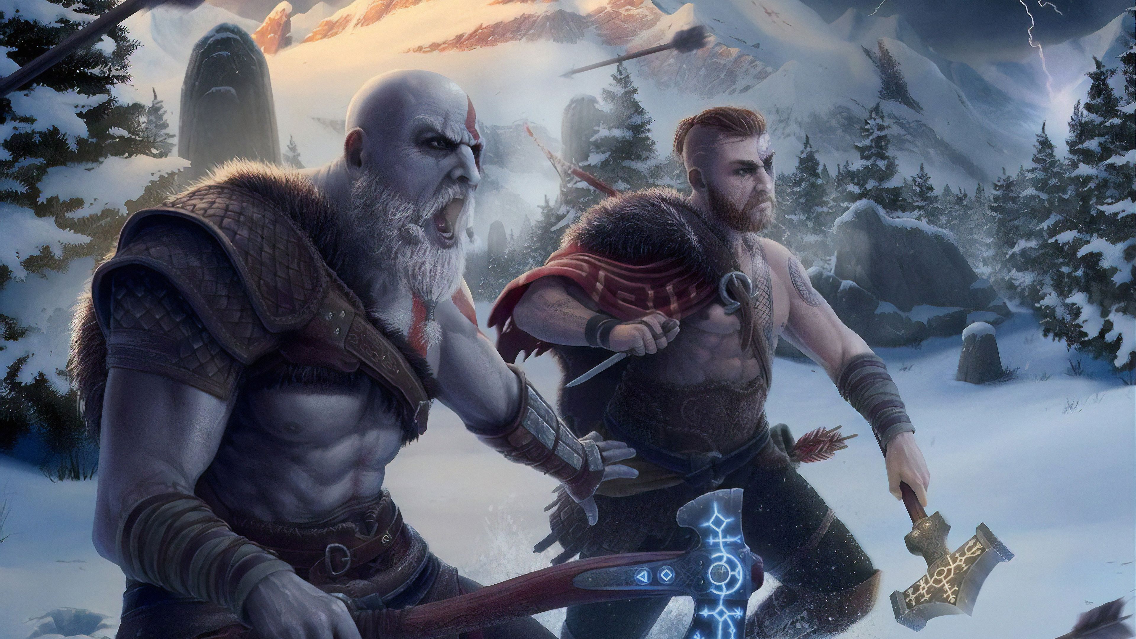 Kratos e Atreus, God of War, 3840x2160 UHD, PC 4K