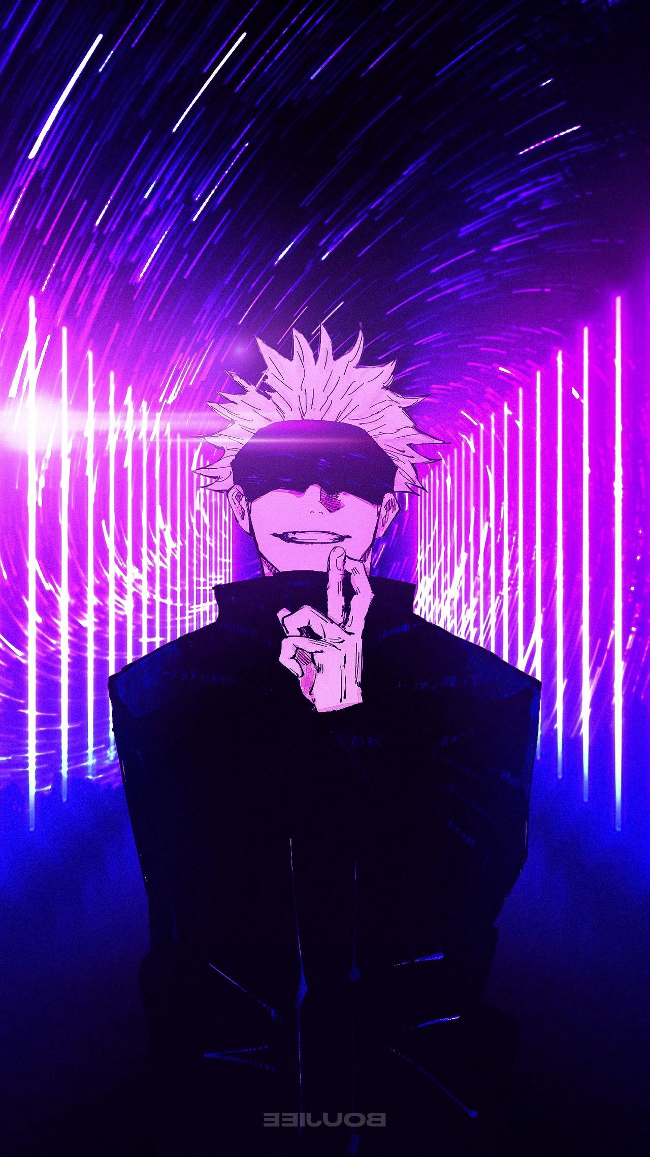 Gojo Satoru neon viola, Jujutsu Kaisen, 1280x2276 Full HD Verticale, iPhone