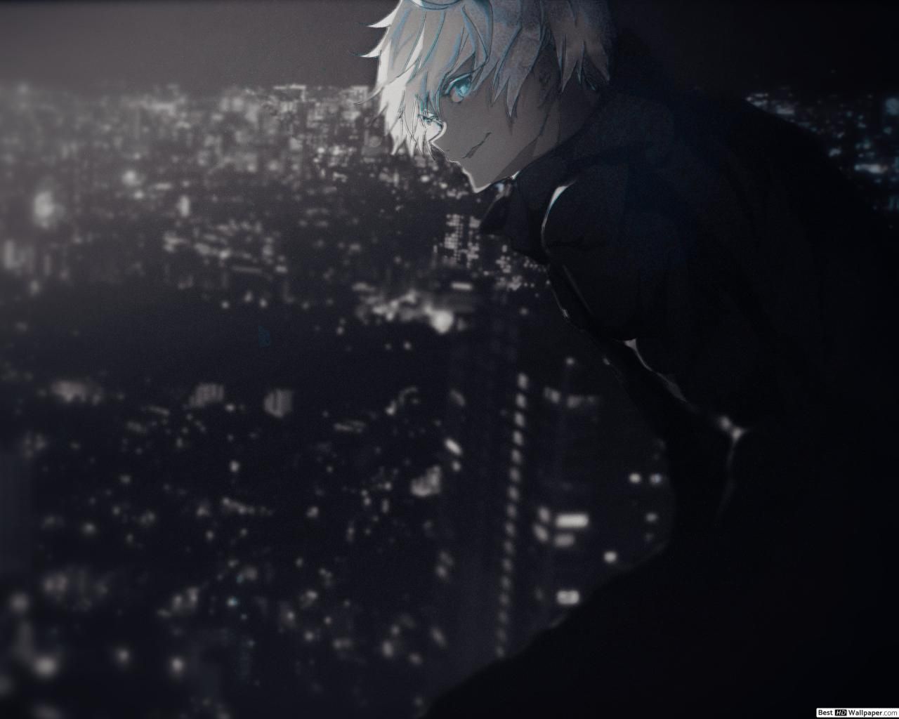 Gojo Satoru silhouette città notturna, 1280x1024 HD, Desktop