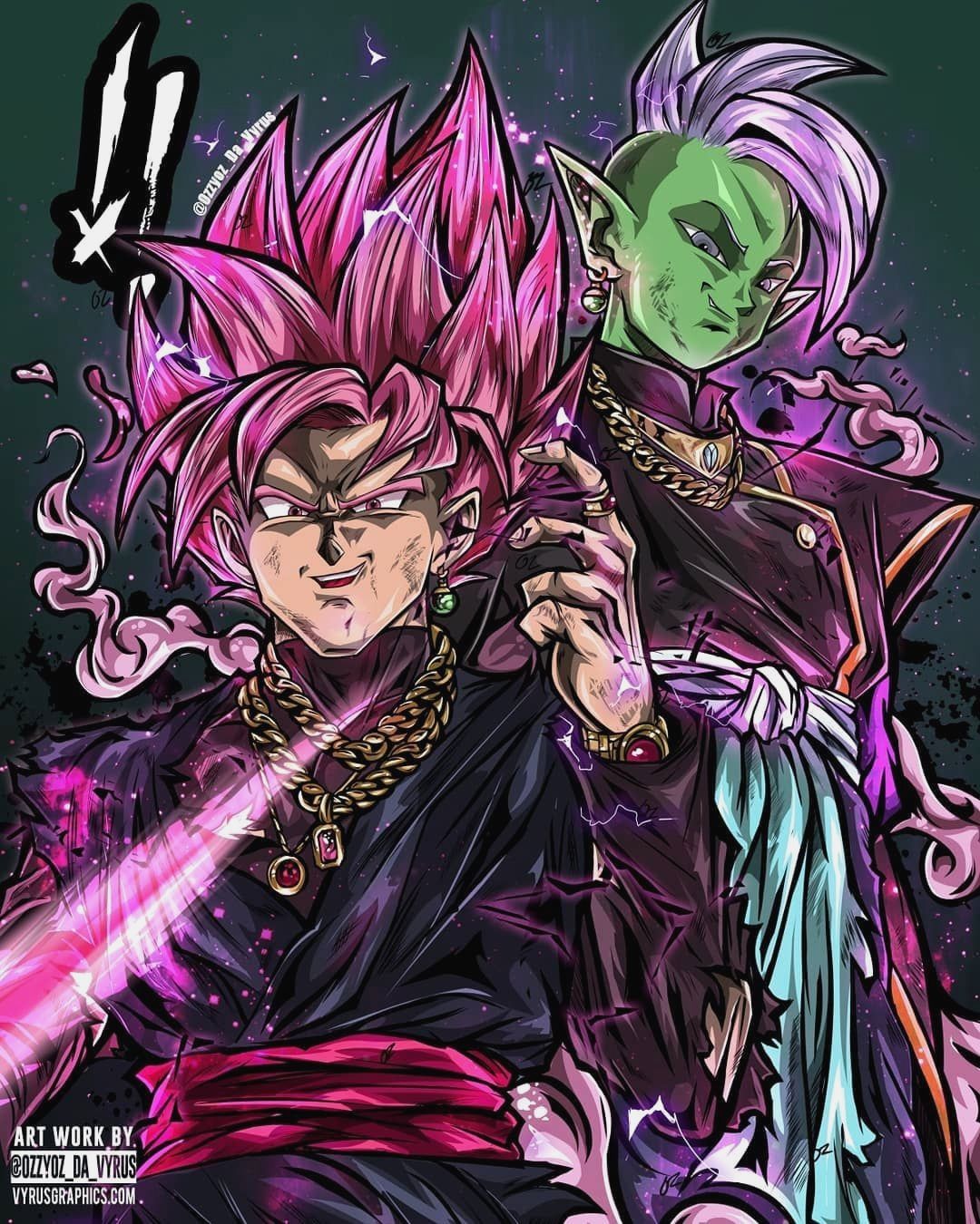 Goku Black e Zamasu Rosé, 1080x1350 Verticale, Android