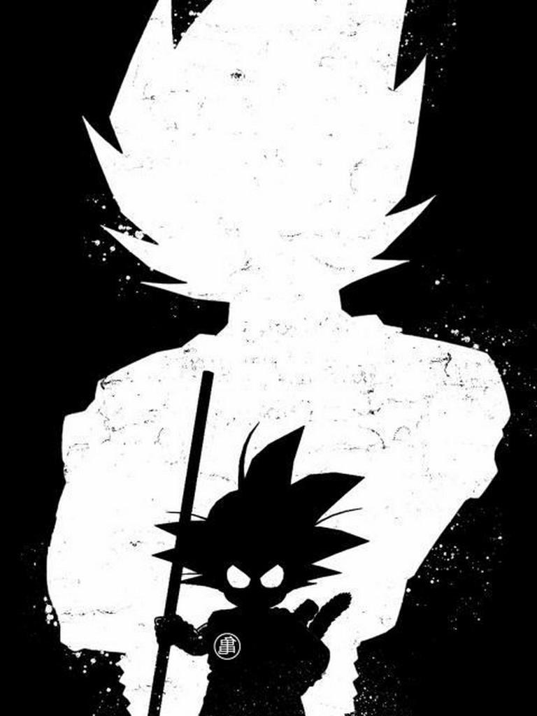 Goku Black e bianco silhouette, Dragon Ball, 768x1024 Verticale, Telefono