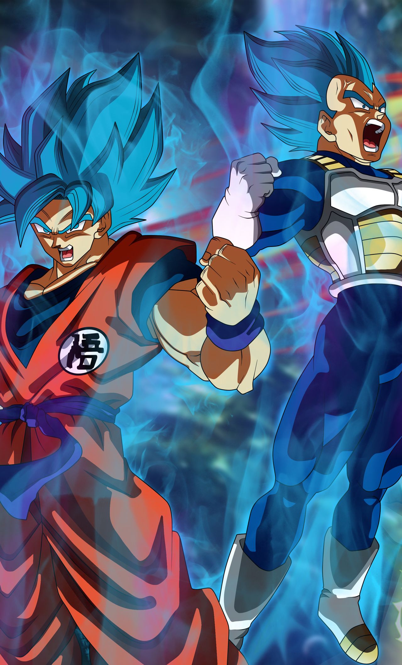 Goku e Vegeta Super Saiyan Blue, 1280x2120 Verticale, Mobile