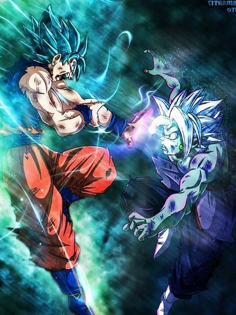 Goku contro Jiren energia blu, Dragon Ball Super, 768x1024 Verticale, Telefono