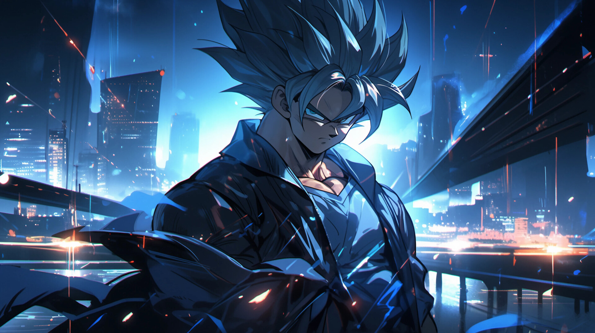 Goku Ultra Instinct città notturna, 1920x1076 Full HD 1080p, PC Desktop