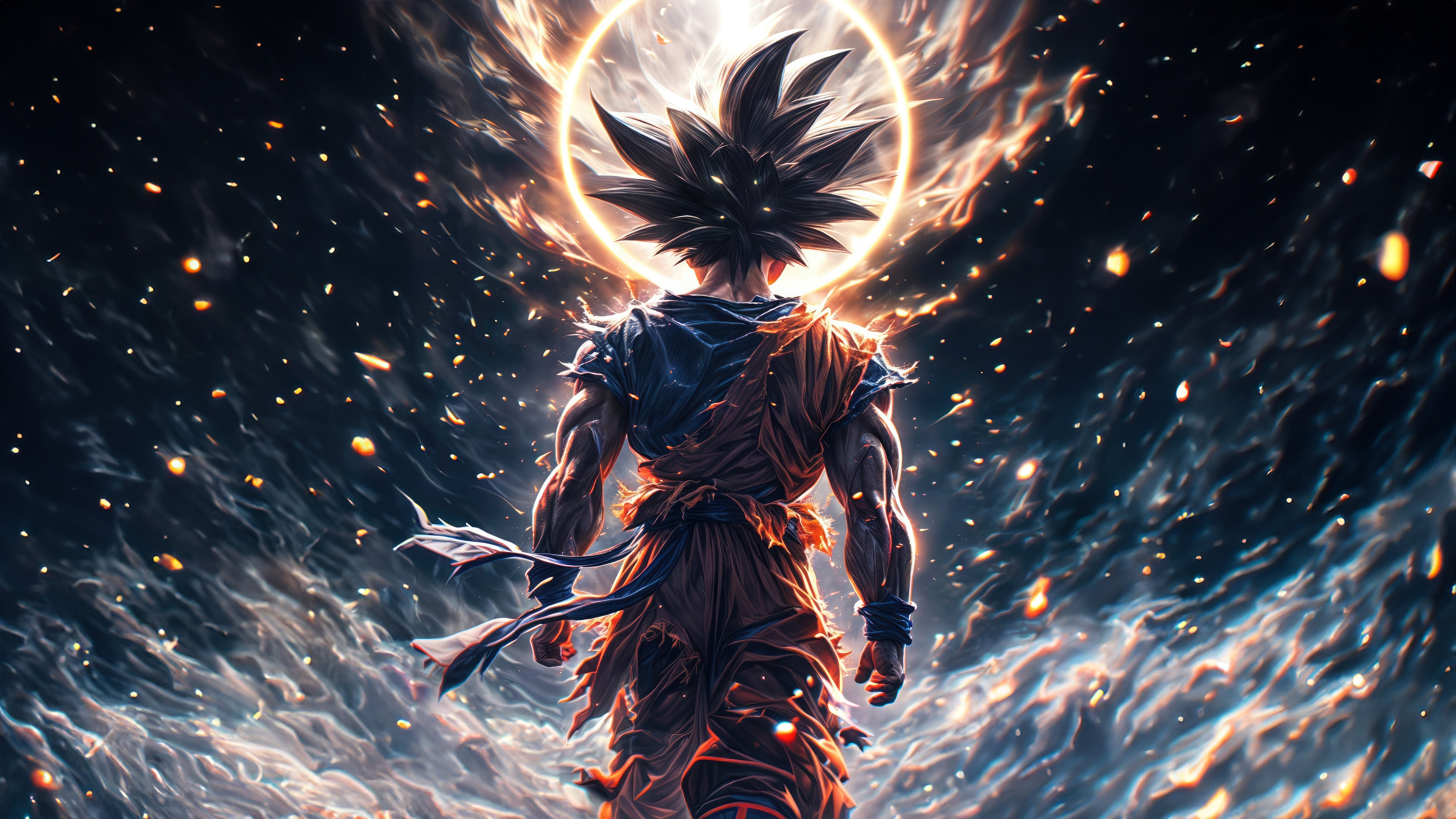Goku energia luminosa Dragon Ball, anime di Akira Toriyama, 8534x4800 4K, Desktop 4K