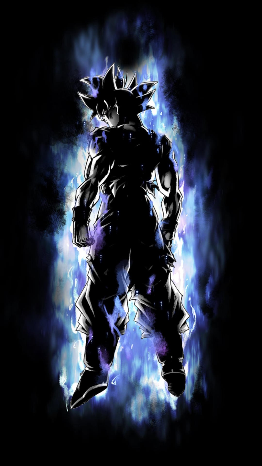 Goku Ultra Istinto silhouette blu, Dragon Ball Super, 1080x1920 Full HD Verticale, Smartphone