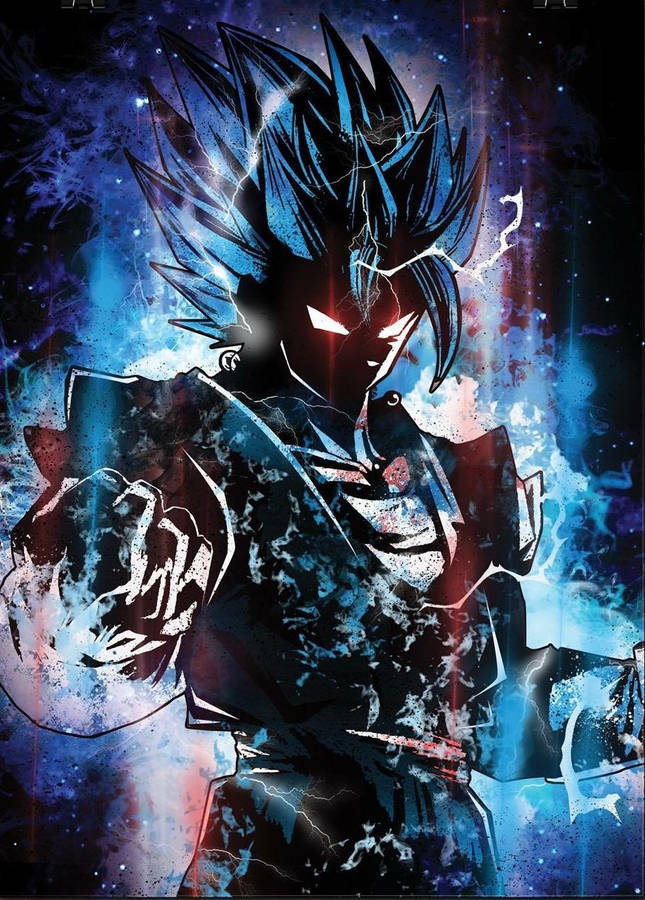 Goku Ultra Instinct silhouette blu, Dragon Ball, 645x900 Verticale, Telefono