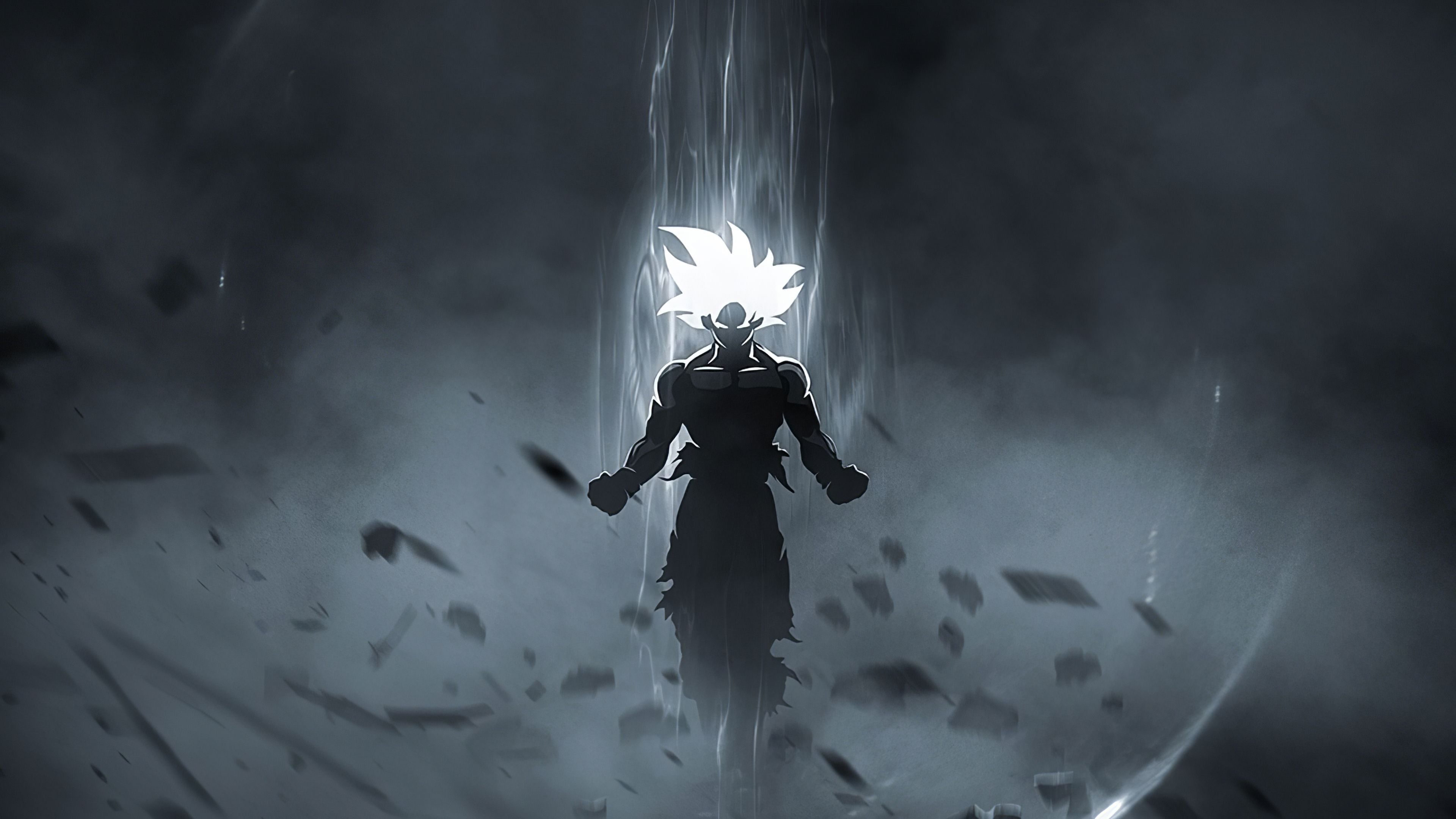 Goku aura bianca oscura, 3840x2160 4K, Monitor 4K