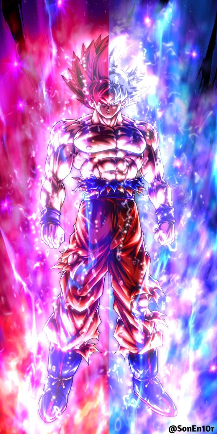 Goku aura energia rosa blu, Saiyan, 736x1472 Full HD Verticale, iPhone