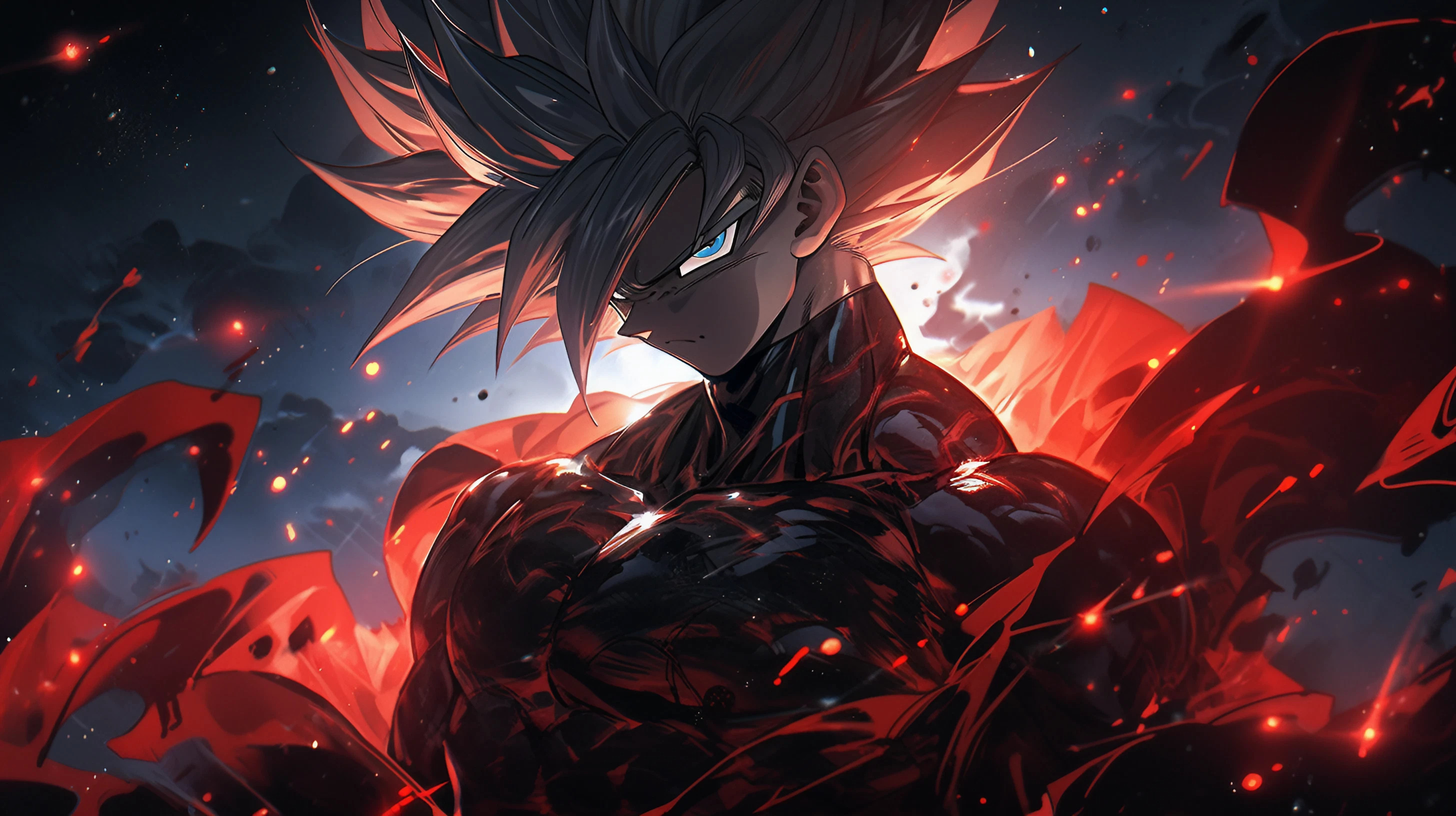 Goku Super Saiyan aura rossa, 2912x1632 2K, Desktop