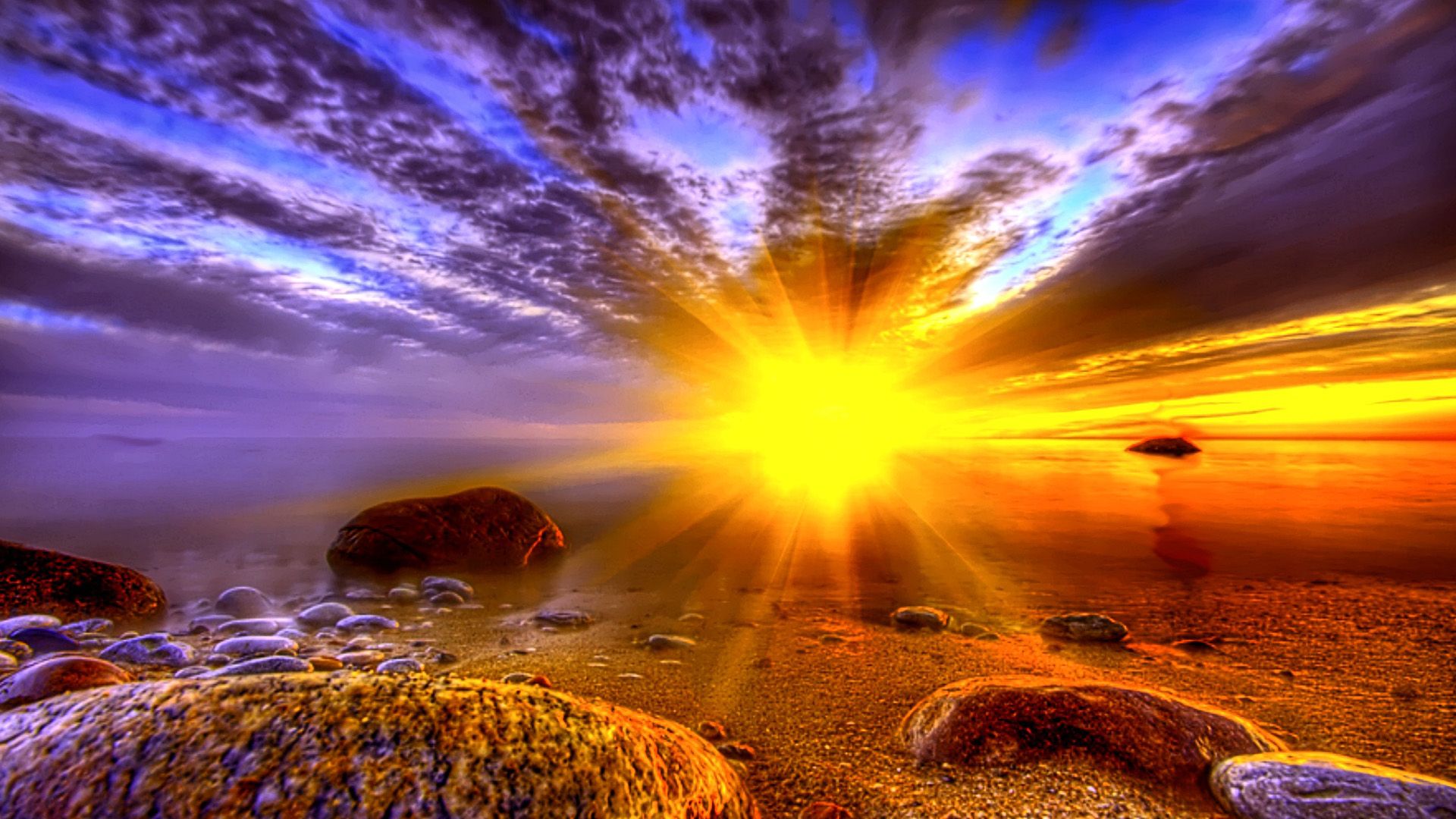 Tramonto dorato sulla spiaggia, 1920x1080 Full HD, Desktop
