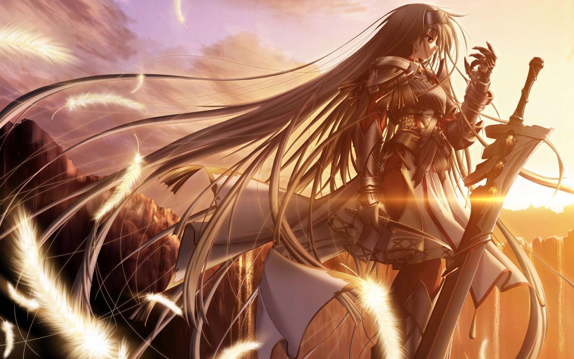 Ragazza anime guerriera al tramonto, 1920x1200 WUXGA, iMac