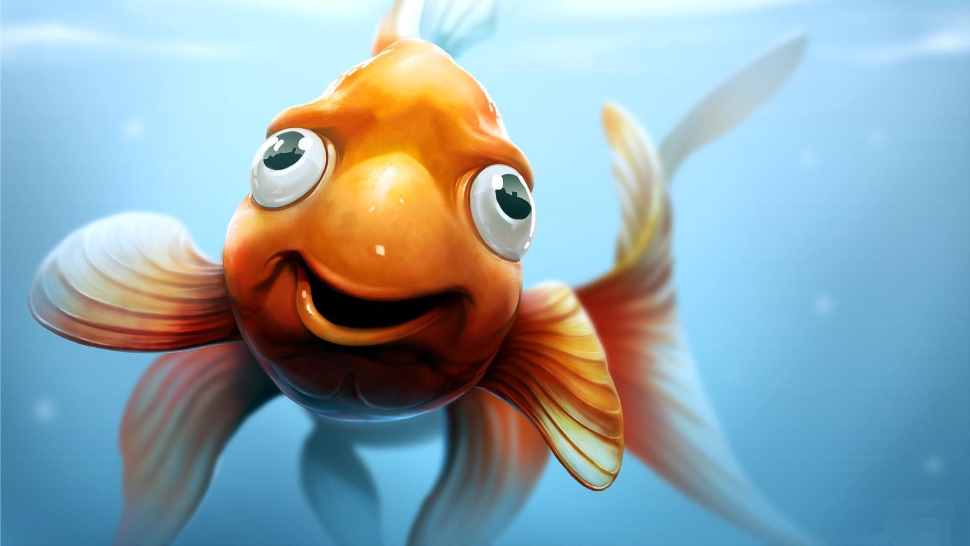 Pesce rosso animato 3D, 1920x1080 1080p, Laptop