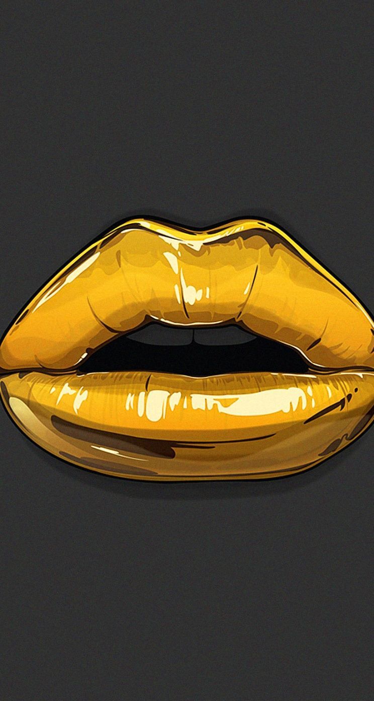 Labbra dorate stile pop art, 744x1392 Verticale, Telefono