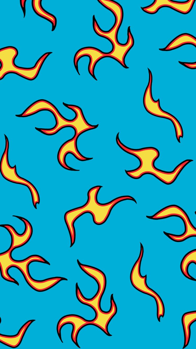 Fiamme gialle sfondo azzurro, 750x1334 Verticale, Mobile