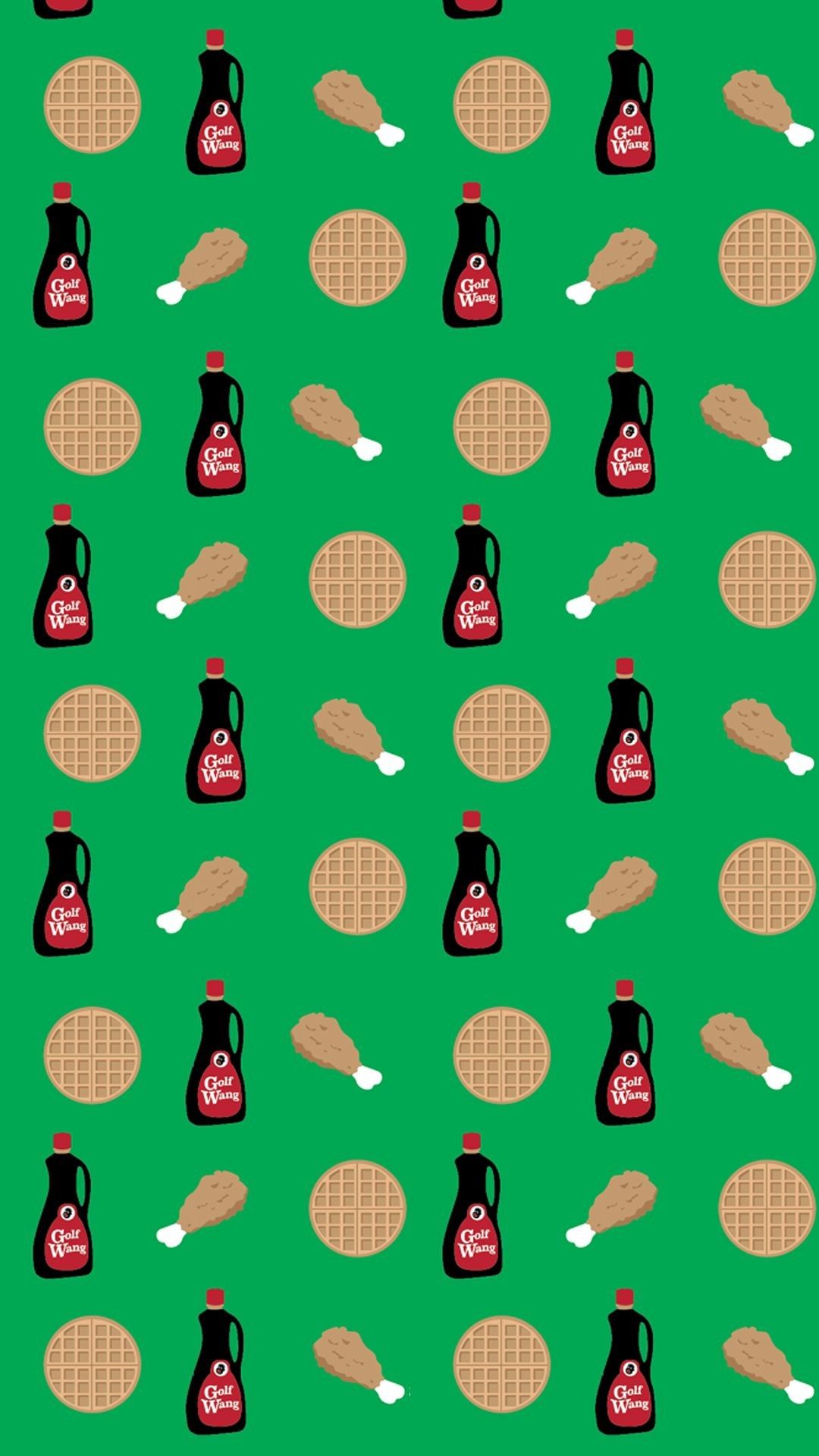 Waffle sciroppo pollo pattern verde, 1080x1920 Verticale, Telefono