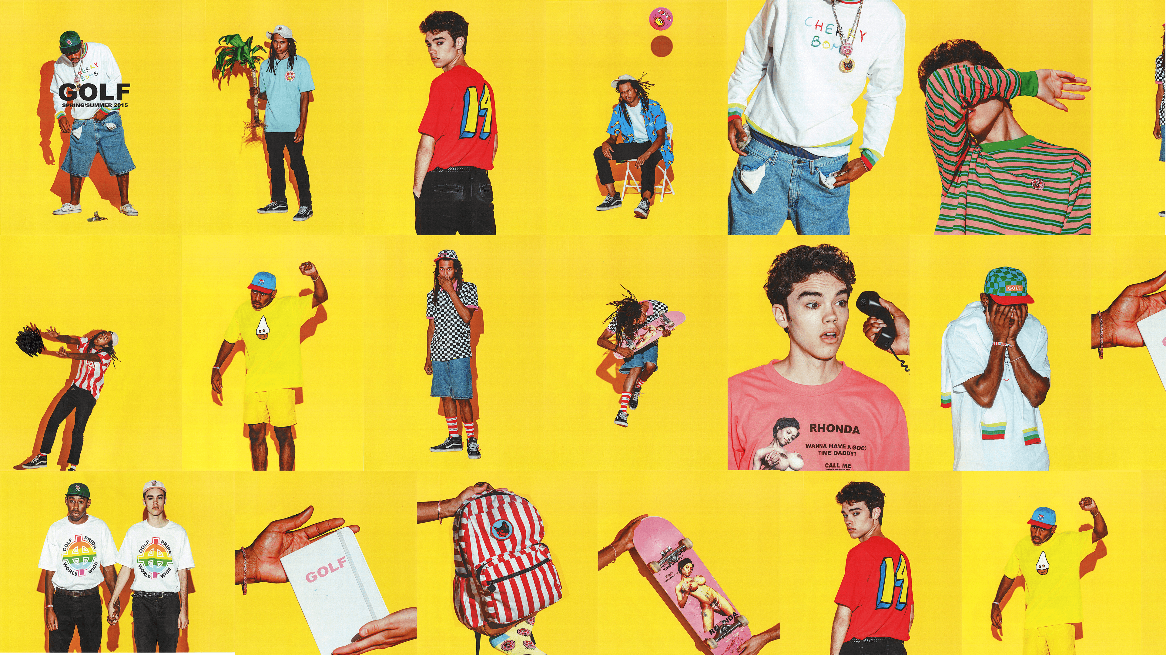 Collage Golf Wang moda giallo, 3846x2160 UHD, PC 4K