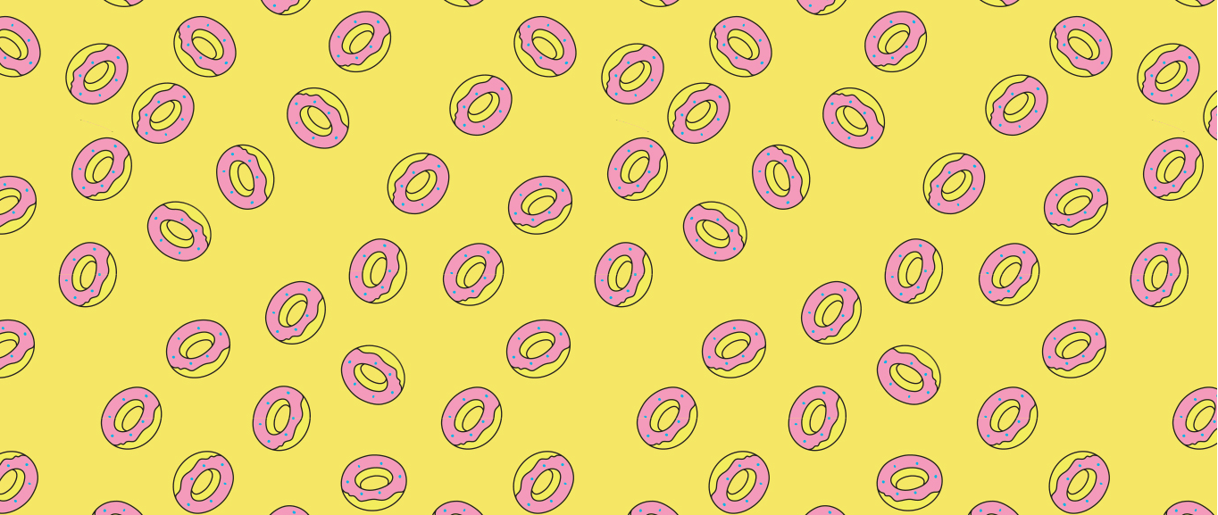 Ciambelle rosa sfondo giallo, 1364x577 Panoramico, Dual Screen