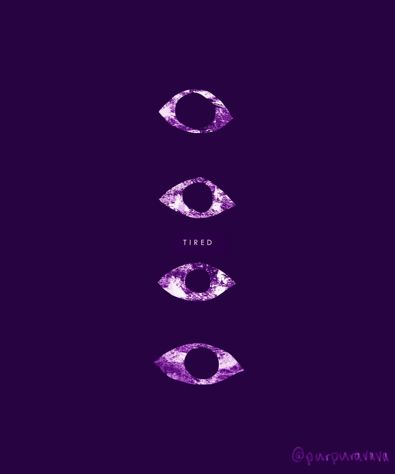 Occhi viola glitter, scritta Tired, 1280x1536 Full HD Verticale, iPhone