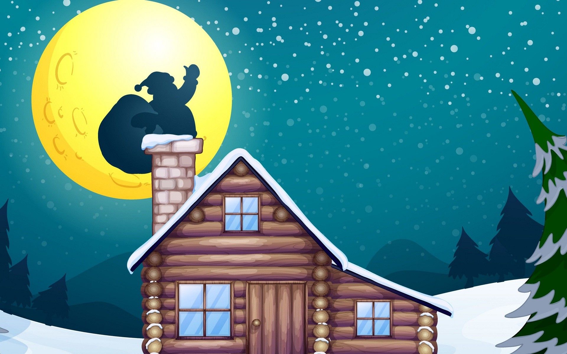 Babbo Natale silhouette luna capanna, 1920x1200 Full HD+, Desktop