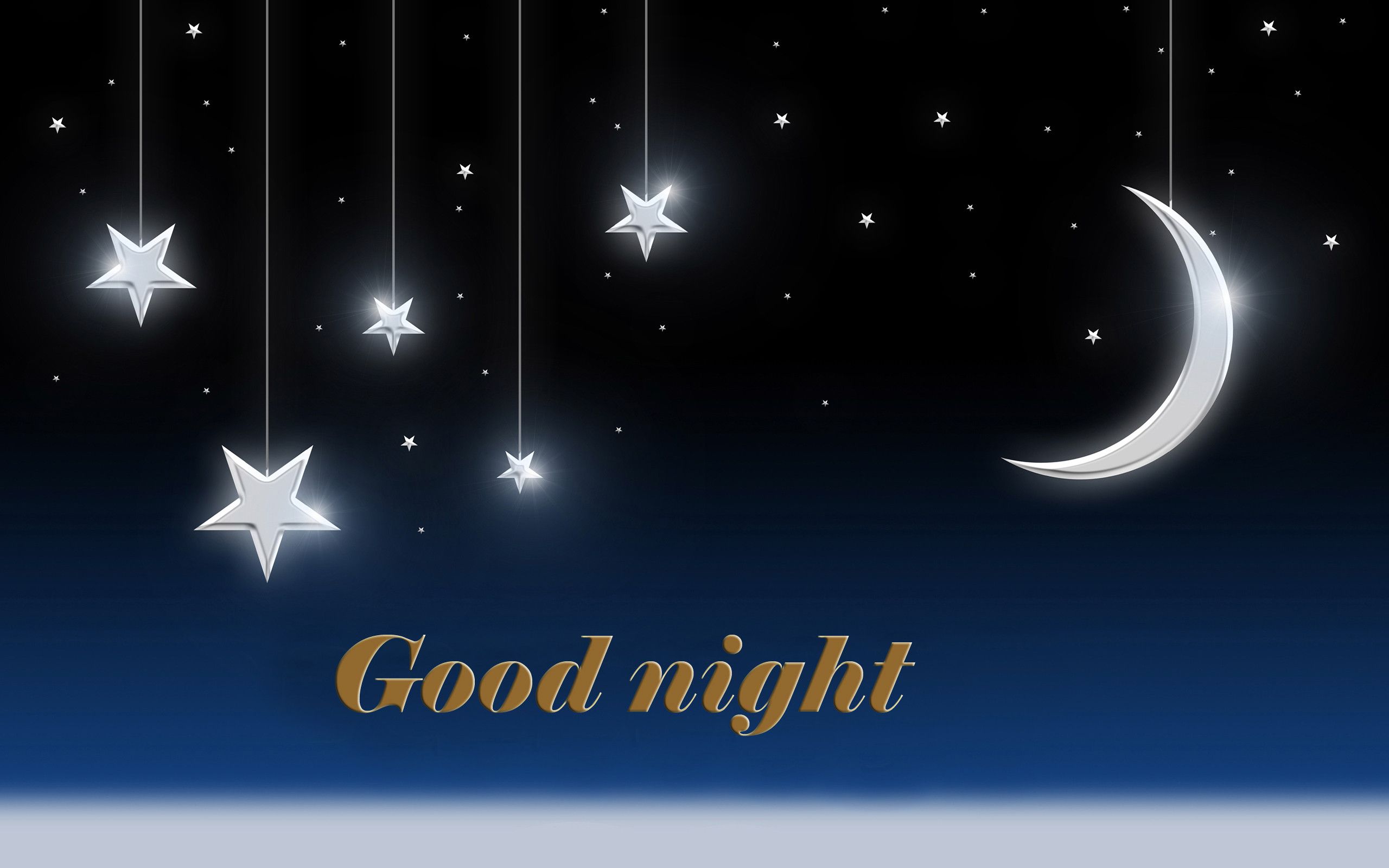 Stelle appese e luna, buonanotte, 2560x1600 2K+, Desktop