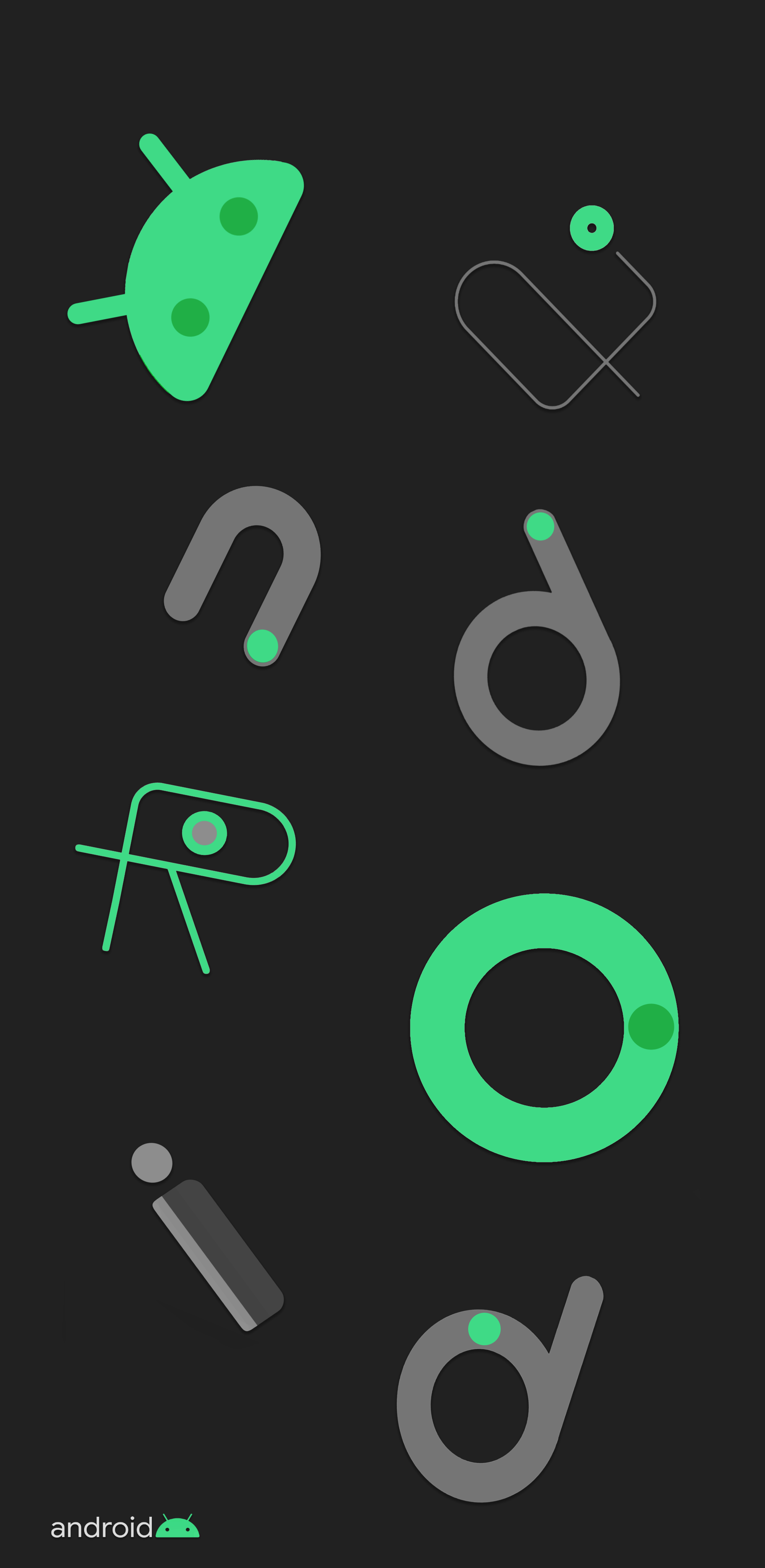 Icone astratte Android verde nero, 2000x4097 Full HD Verticale, iPhone