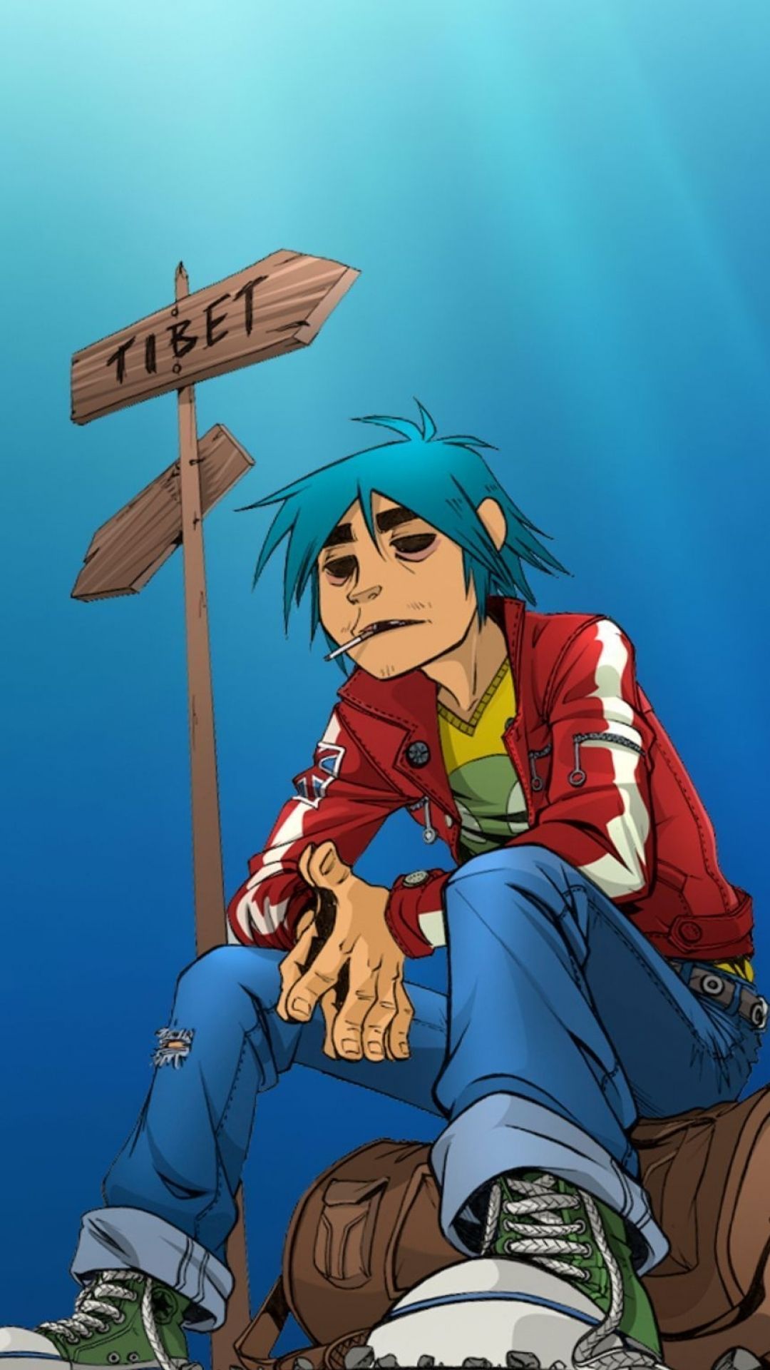 Gorillaz personaggio 2D subacqueo, 1080x1920 Verticale, iPhone Air