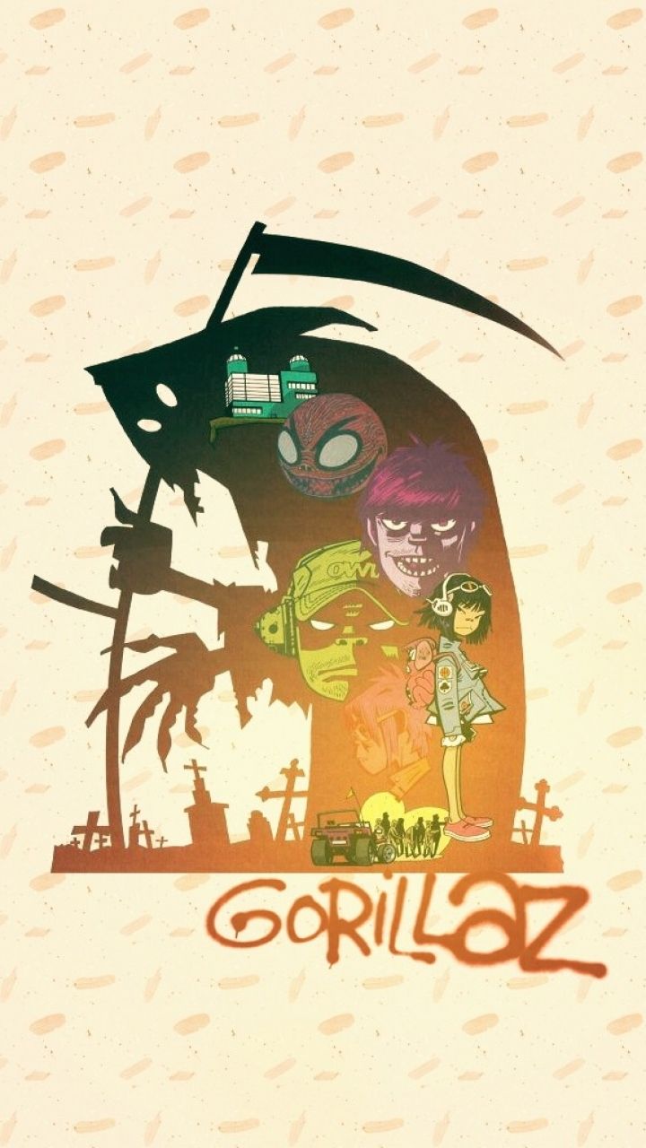 Gorillaz personaggi mietitore cimitero, 720x1280 Full HD Verticale, iPhone Air
