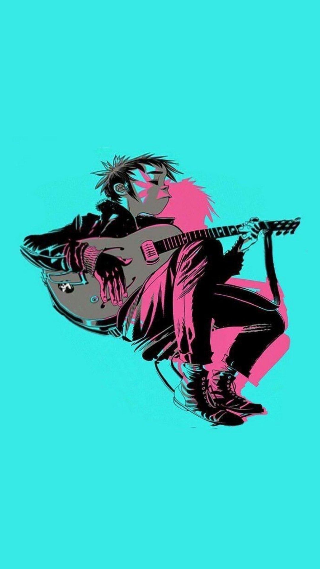 Personaggio Gorillaz con chitarra, 1080x1920 Verticale, iPhone Plus