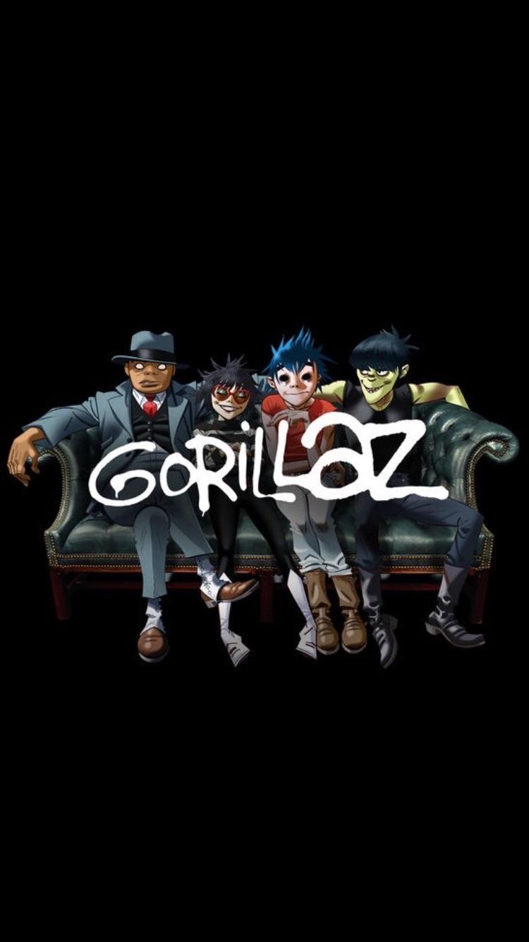 Gorillaz gruppo divano nero, 750x1334 Verticale, iPhone Pro Max