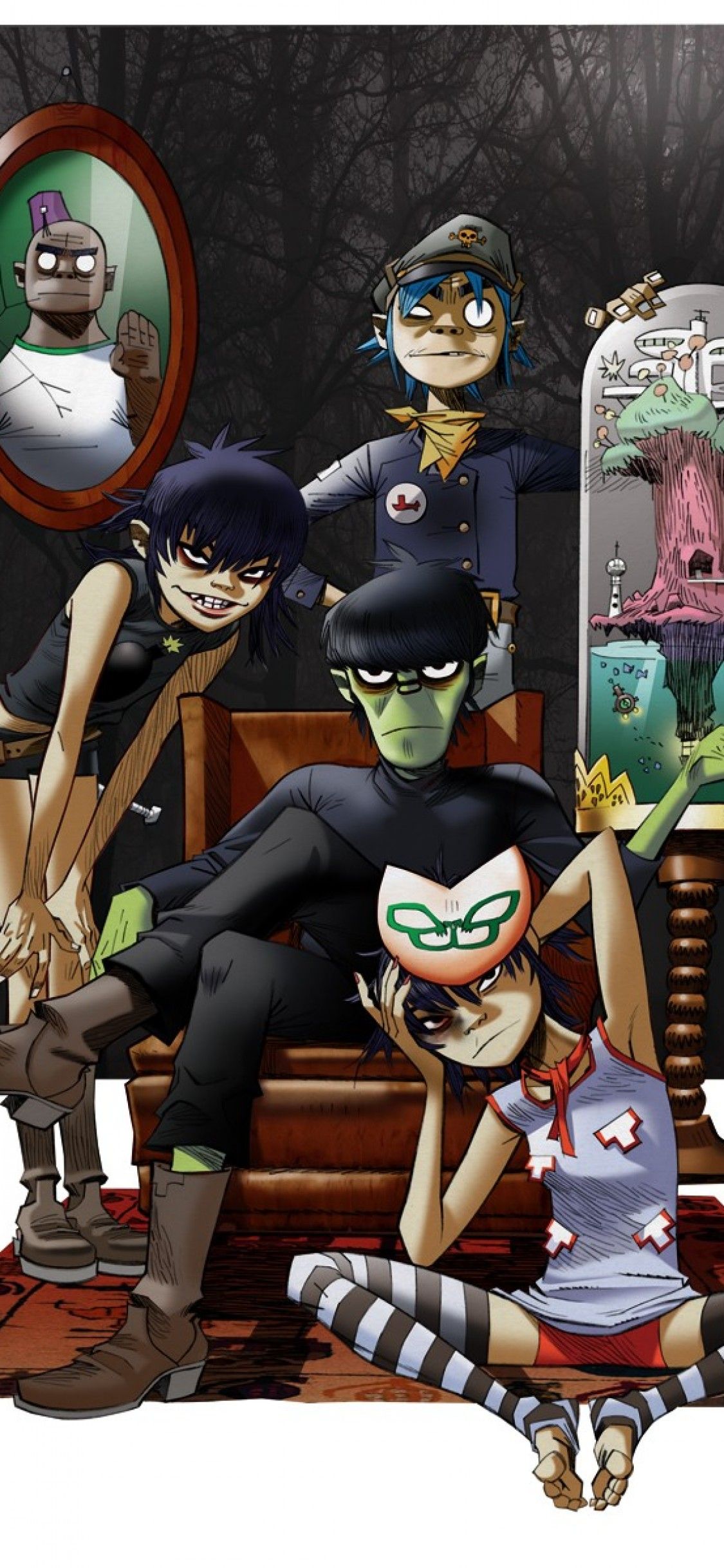 Personaggi Gorillaz gruppo band, 1125x2436 Verticale, iPhone Air