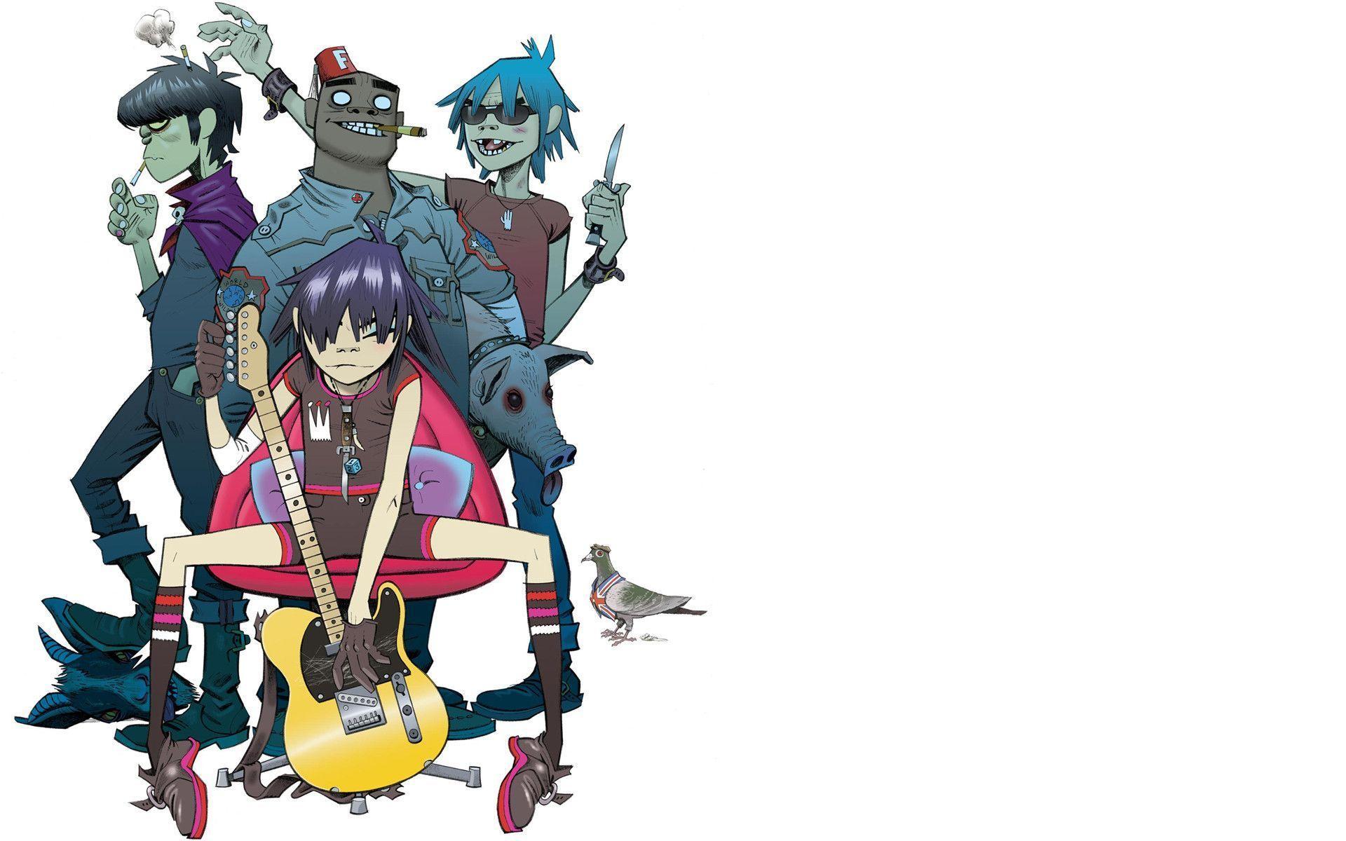 Gorillaz personaggi divano bandiera, 1280x1024 720p, Laptop