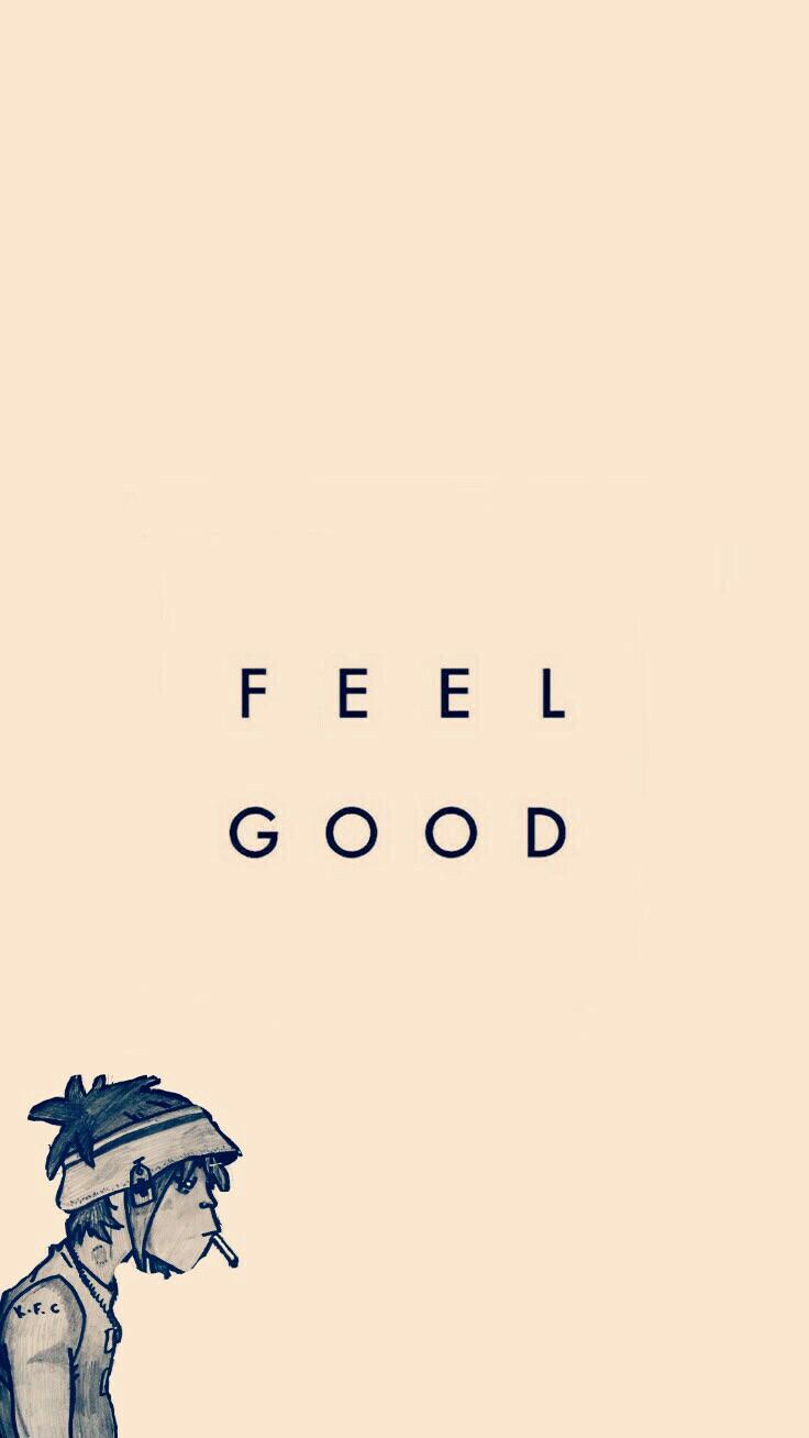 Personaggio Gorillaz, testo Feel Good, 736x1308 Verticale, iPhone Pro Max